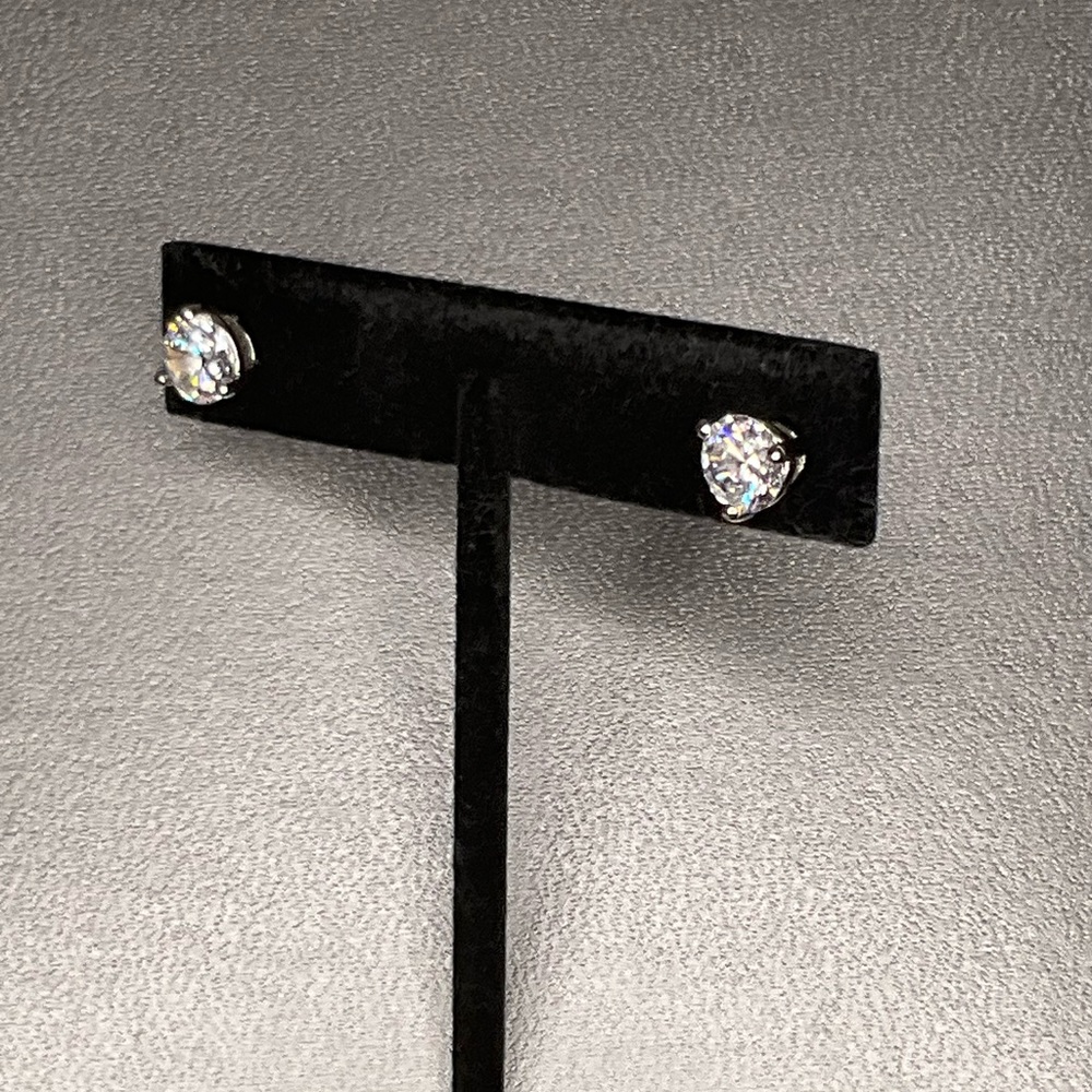 Simulated Diamond Solitaire Stud Earrings - image 4